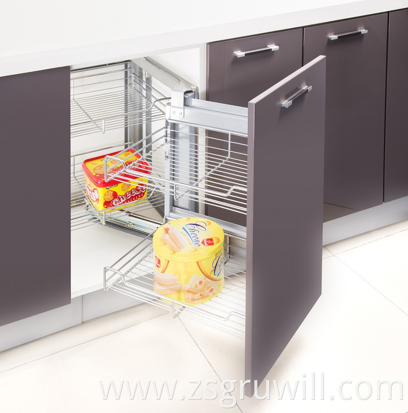 manufacturer pull out wire storage shelf cabinet drawer organizer basket kitchen soft closing magic corner